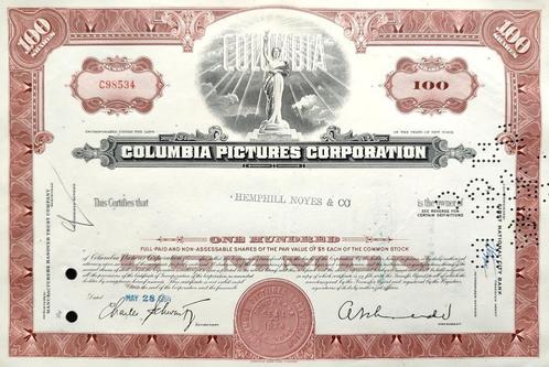 Columbia Pictures aandeel uit 1964, Timbres & Monnaies, Actions & Titres, Certificat d'action, 1950 à 1970, Enlèvement ou Envoi