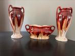 Set van 3, vazen en kom, antiek, bordeaux rood, Ophalen