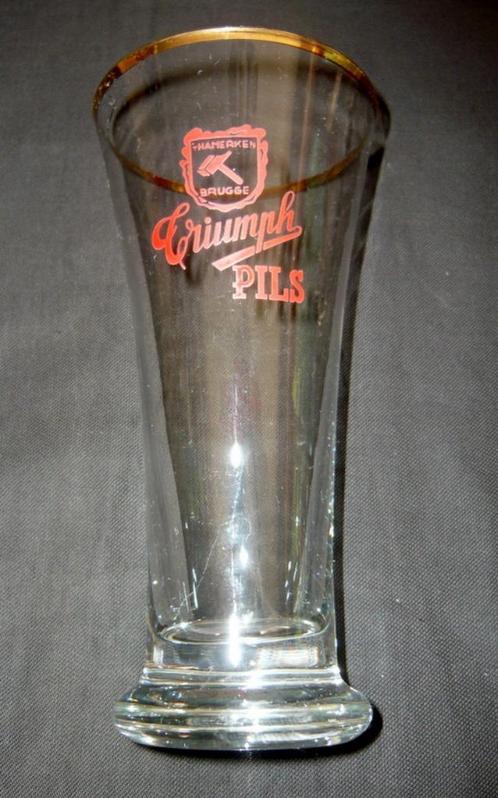 BROUWERIJ 'T HAMERKEN, BRUGGE BIERGLAS TRIUMPH PILS, Verzamelen, Biermerken, Gebruikt, Glas of Glazen, Overige merken, Ophalen of Verzenden