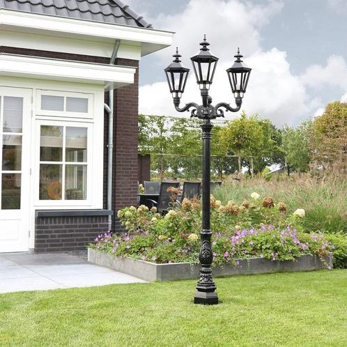 Tuinlantaarn hoge Emmeloord 3-lichts - 235 cm, Tuin en Terras, Buitenverlichting, Nieuw, Staande lamp, Aluminium, Led, Ophalen of Verzenden
