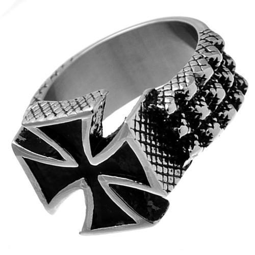Bague de motard en forme de croix de Malte acier inoxydable, Bijoux, Sacs & Beauté, Bagues, Neuf, Homme, Fer ou Acier, Enlèvement ou Envoi