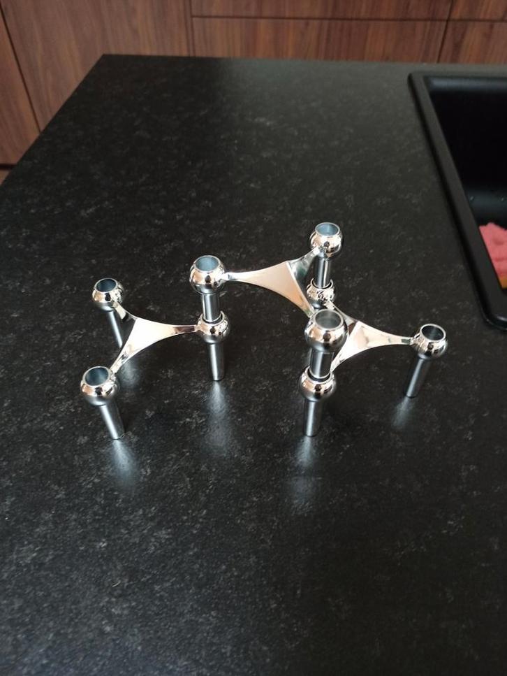 BMF Stoff Nagel kandelaars – Replica (set X3) – €22 per stuk, Antiek en Kunst, Antiek | Kandelaars, Ophalen of Verzenden