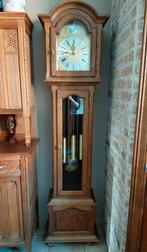 Massief eiken staanklok met interclock binnenwerk, Antiek en Kunst, Ophalen