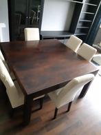 Massief houten tafel -140x140 - Maison du monde, Huis en Inrichting, Complete eetkamers, Gebruikt, 6 tot 8 stoelen, Ophalen
