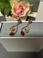 Boucles d’oreilles en argent avec ambre, Ophalen of Verzenden, Zo goed als nieuw, Zilver, Zilver