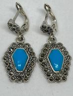 Zilveren oorbellen met echte turkoois, Blauw, Nieuw, Ophalen of Verzenden, Met edelsteen
