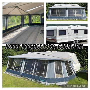 Hobby Prestige 610(1994)–Ruime caravan met Isabella voortent, Caravans en Kamperen, Rondzit, Hobby, Dwarsbed, Particulier