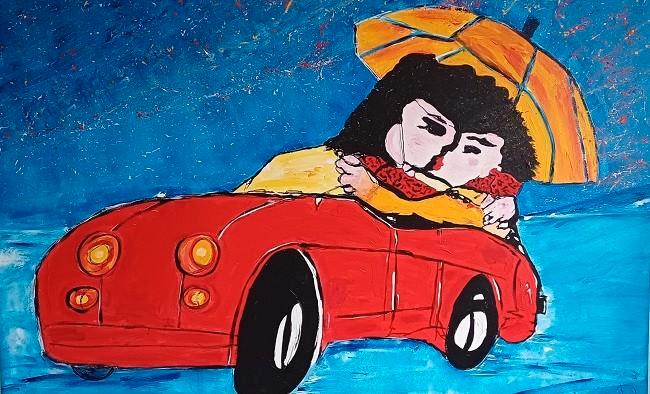 GROOT CANVAS DOEK IN STIJL VAN HERMAN BROOD, Antiquités & Art, Art | Peinture | Moderne, Enlèvement ou Envoi