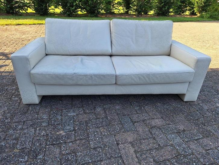 Witte Leren Bank van Ewald Schillig design, Huis en Inrichting, Zetels | Zetels en Chaises Longues, Gebruikt, Tweepersoons, 150 tot 200 cm