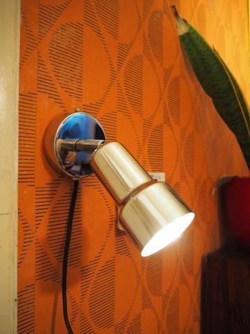 Vintage chroom wandlampje, spot uit de 1980s beschikbaar voor biedingen