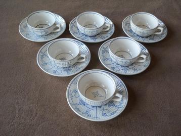 6 tasses et sous-tasses Boch Copenhague (diamètre = 9,5 cm) beschikbaar voor biedingen