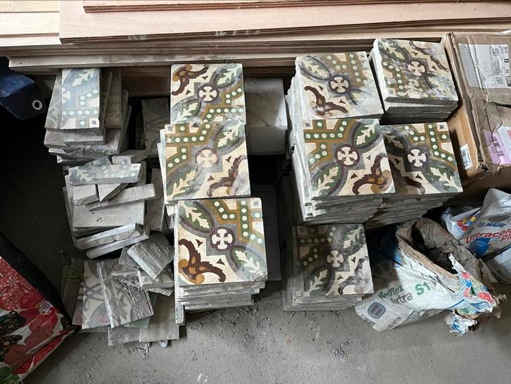 Oude cementtegels schoongemaakt, klaar om te installeren 6m2, Doe-het-zelf en Bouw, Tegels, Gebruikt, Vloertegels, Overige materialen