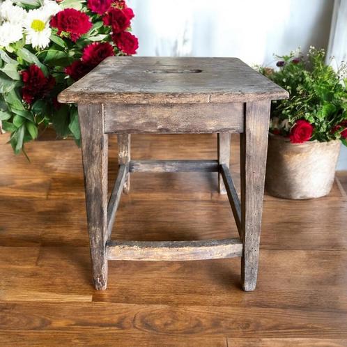 Vintage industrieel krukje / bijzettafeltje / plantentafel, Antiek en Kunst, Antiek | Meubels | Tafels, Ophalen of Verzenden