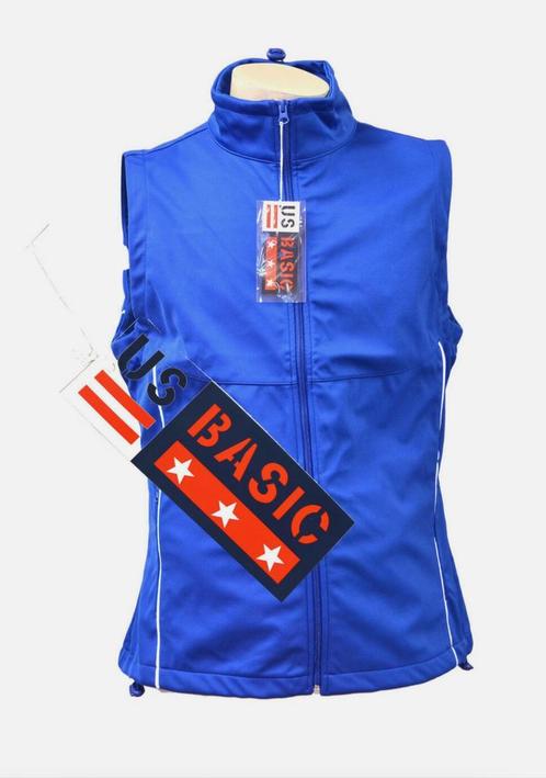 US Basic Heren Soft Shell BodyWarmer + Reflecterende strepen, Kleding | Heren, Bodywarmers, Nieuw, Overige maten, Blauw, Ophalen of Verzenden