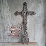 Groot oud brocante Frans smeedijzeren kruis 108x53cm Etage3, Ophalen, Gebruikt