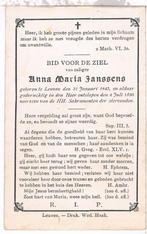 Bp. Janssens Anna. ° Leuven 1843 † Leuven 1896, Enlèvement ou Envoi, Image pieuse