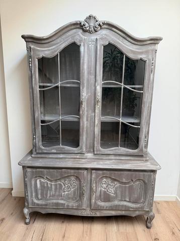 Gepatineerde vintage meubelset — Buffet & Vitrine, Huis en Inrichting, Kasten | Vitrinekasten, Ophalen, Gebruikt, Met deur(en)