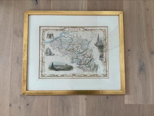 Carte colorée antique de la Belgique, Antiquités & Art, Art | Dessins & Photographie, Enlèvement ou Envoi