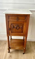 Vintage Nachtkastje  / bijzettafel met marmeren blad, Ophalen of Verzenden, Zo goed als nieuw