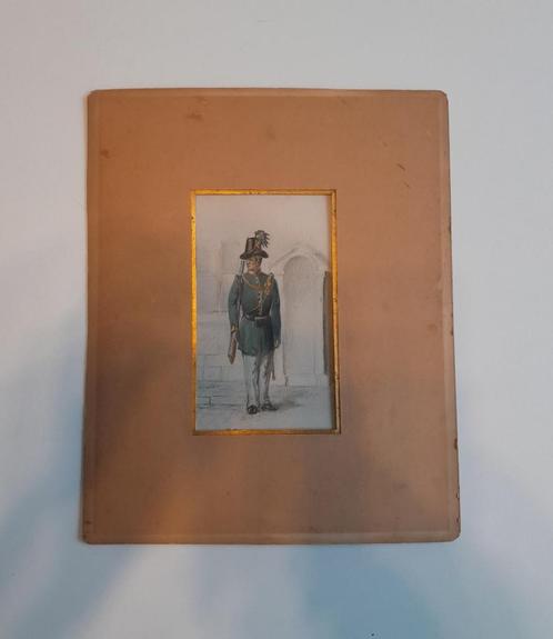 Antieke tekening, abbl, soldaat op wacht, brussel 1859, Verzamelen, Militaria | Algemeen, Verzenden
