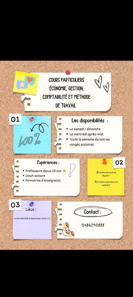Cours particuliers méthode de travail, économie comptabilité, Vacatures, Vacatures | Administratie en Secretariaat