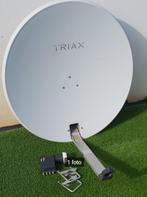 Antenne parabolique TRIAX 80 cm + LNB quattro & supports, Comme neuf, Autres marques, Enlèvement ou Envoi, Antenne (parabolique)