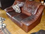 salon 3 ,2 , 1 zit bruin leer, Huis en Inrichting, Ophalen, Gebruikt, Leer