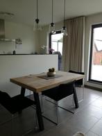 Moderne eettafel met houten blad, Ophalen, Zo goed als nieuw