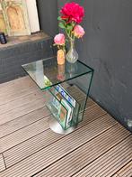 Vintage Glazen lectuurtafel / bijzettafel, Ophalen, Minder dan 55 cm, Vintage, 60 cm of meer