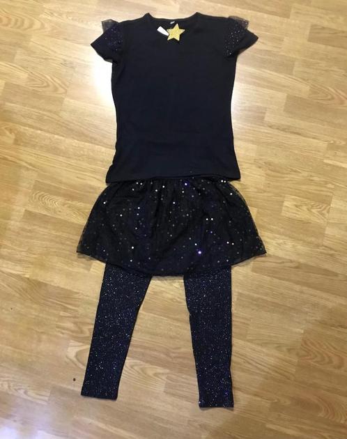 Nieuwe zwarte ensemble/setje T-shirt+rok-+legging, Kinderen en Baby's, Kinderkleding | Maat 152, Nieuw, Meisje, Setje, Verzenden