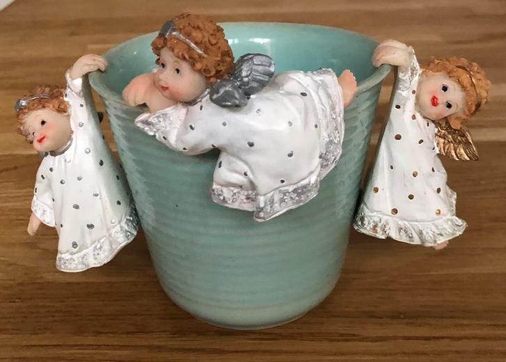 set van 3 stenen engeltjes decoratie, Diversen, Kerst, Zo goed als nieuw, Ophalen of Verzenden