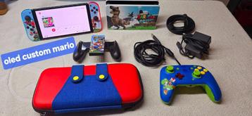 console switch OLED :custom mario + jeu + manette & garantie, Enlèvement ou Envoi, Comme neuf