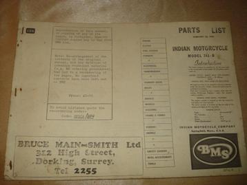 INDIAN MODEL 741-B Ancien Catalogue des Pièces de Rechange, Motoren, Handleidingen en Instructieboekjes, Ophalen of Verzenden