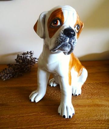 Grote handbeschilderde boxer puppy, 28 cm hoog, Ophalen of Verzenden, Zo goed als nieuw, Dier