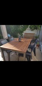 Houten tuintafel 1.60 meter lengte 90 breedte, Tuin en Terras, Tuintafels, Ophalen, Zo goed als nieuw, Rechthoekig, Aluminium