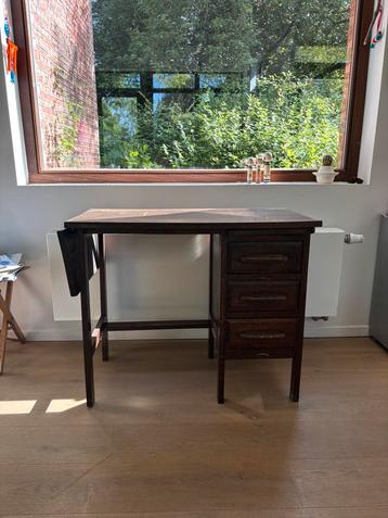 Uniek Vintage Bureautje / Lessenaar – Uitklapbaar  Hout, Enlèvement, Utilisé, Bureau
