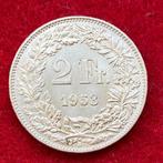 Ancienne Pièce de 2 Francs Suisse de 1953 en Argent, Antiquités & Art, Argent, Enlèvement ou Envoi