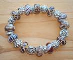 Armband met bedels in beige-bruin - maat naar wens PSE203, Verzenden, Beige, Nieuw, Elastiek
