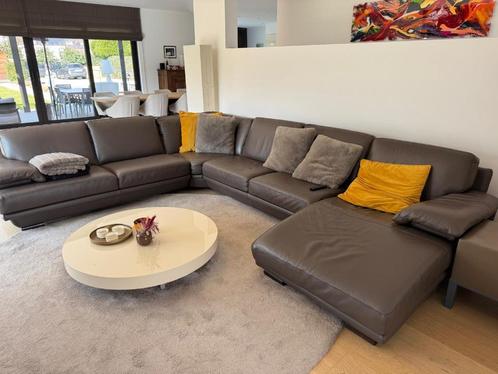 Lederen Salon + Salontafel + TV kast, Huis en Inrichting, Zetels | Complete zithoeken, Gebruikt, Hout, Leer, Overige materialen