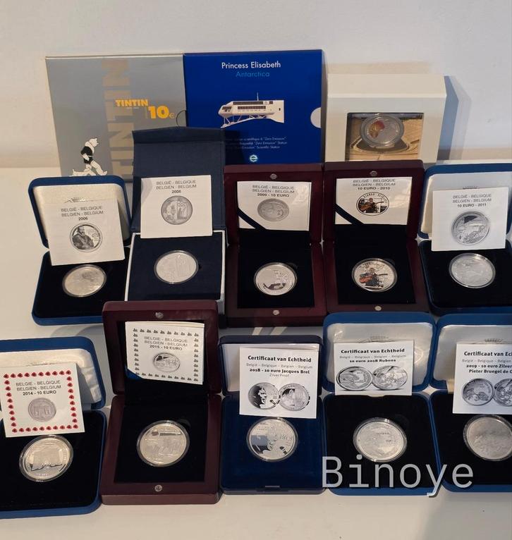 Lot pièces 10€ Belgique argent 925  box d'origine, Timbres & Monnaies, Monnaies | Europe | Monnaies euro, 10 euros, Belgique, Argent