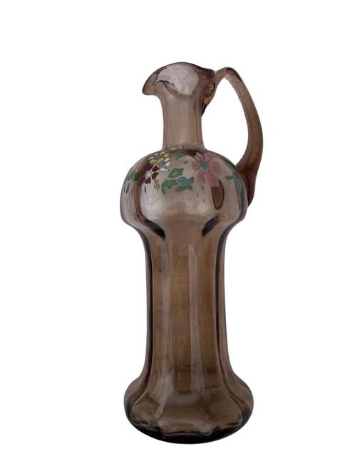 Bruine glazen karaf in eikenstijl, Antiek en Kunst, Antiek | Glaswerk en Kristal, Ophalen of Verzenden