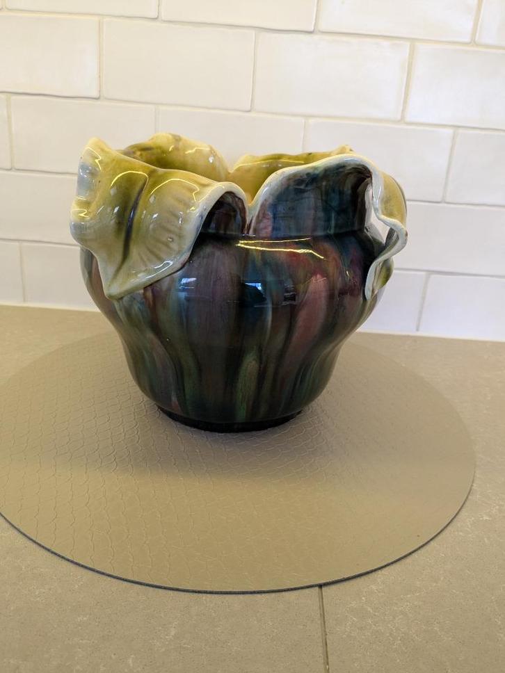 Vintage keramische bloempot / cachepot – model 1580 N, Tuin en Terras, Bloempotten, Gebruikt, Aardewerk, Binnen, Minder dan 40 cm