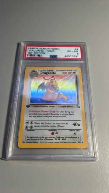 Pokemon Fossil Dragonite 1st edition holo PSA 8, Enlèvement ou Envoi, Comme neuf