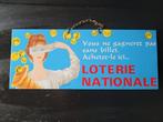 oud reclamebord nationale loterij nr. 2 32x13 cm, Verzamelen, Ophalen of Verzenden, Gebruikt, Reclamebord