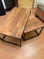Teak salontafel met bijzettafel, Huis en Inrichting, Tafels | Salontafels, Ophalen, Zo goed als nieuw