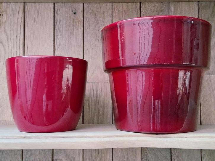 2 Rode Bloempotten (=> samen 2€), Tuin en Terras, Bloempotten, Binnen, Ophalen