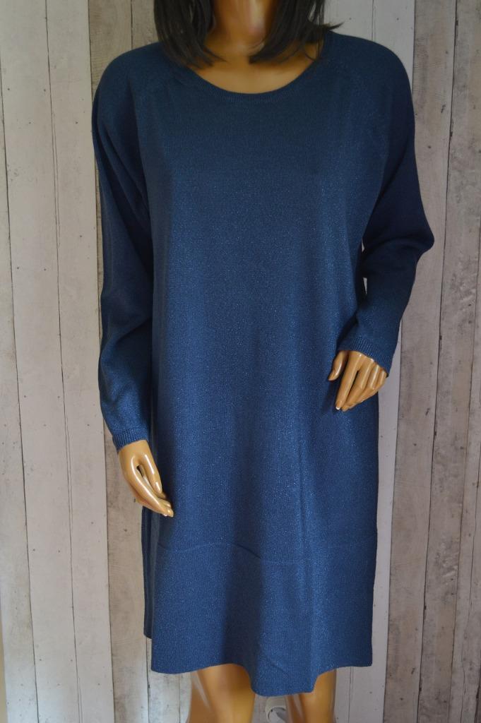 MS mode jurk gebreid glitter blauw Large, Kleding | Dames, Jurken, Blauw, Maat 42/44 (L), Ophalen of Verzenden, Zo goed als nieuw