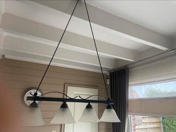 2 bij elkaar horende lusters., Huis en Inrichting, Lampen | Kroonluchters, Ophalen, Zo goed als nieuw, Glas, Tijdloos