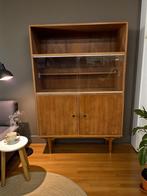 vintage houten vitrinekast / kast met etagere, Antiek en Kunst, Ophalen of Verzenden