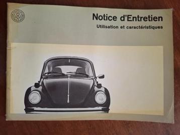 Notice d’entretien pour VW Cox de1972, Enlèvement ou Envoi